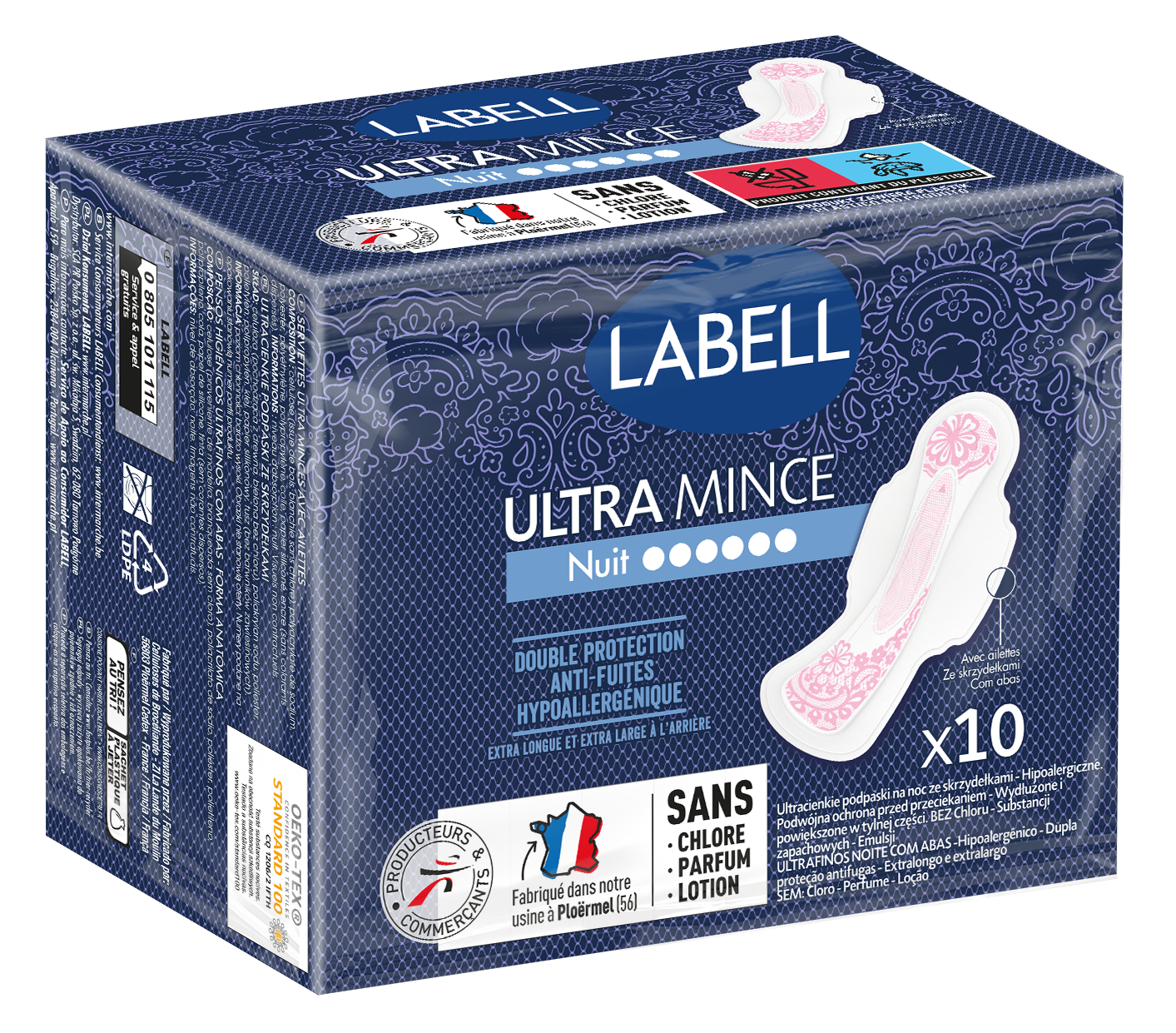 serviette labell ultra mince nuit